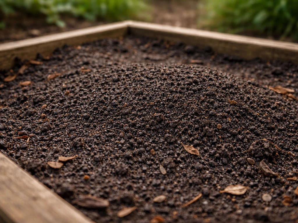 Close-up of well-draining tiger lily planting soil on a raised, non-puddled garden bed.