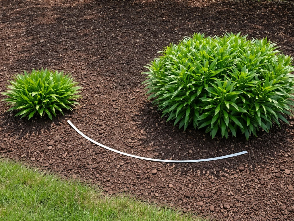 Angled view of lilies in a garden bed with a measuring tape showing plant spread and spacing.