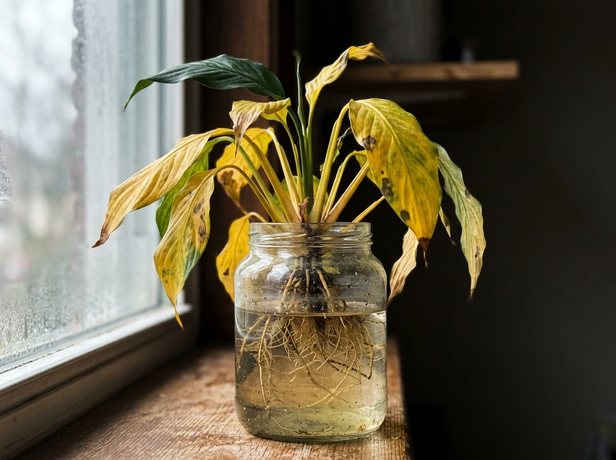 Yellow leaves caused by low light or stagnant water setup
