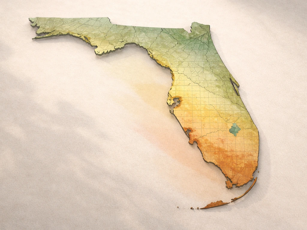 Minimal map-like graphic of Florida with USDA zones 8a–10b highlighted for outdoor Easter lily suitability