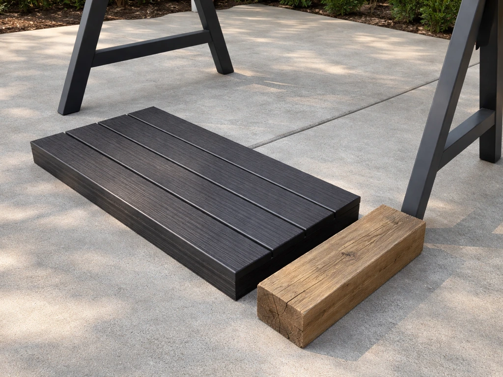 Outdoor daybed bench swing setup with HDPE lumber and weather-resistant metal frame components in natural light
