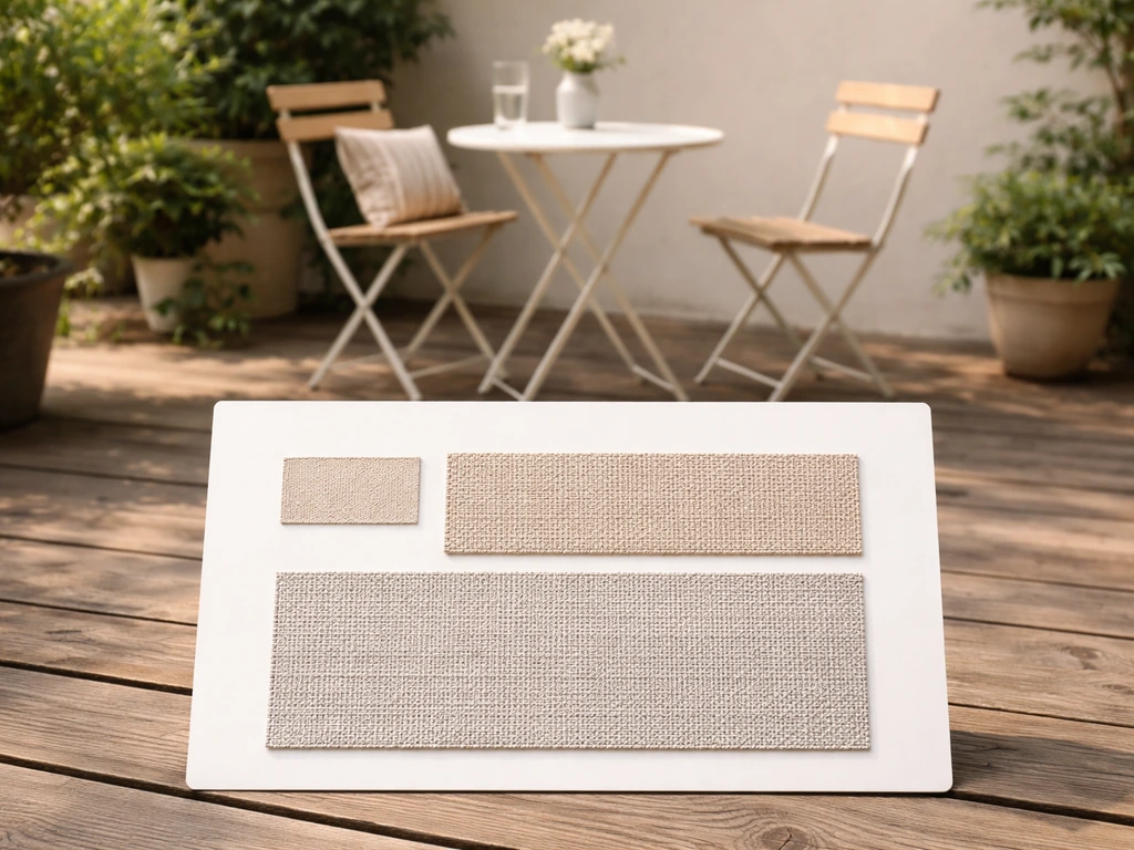 Patio rug size reference table beside a small bistro set on a sunny deck