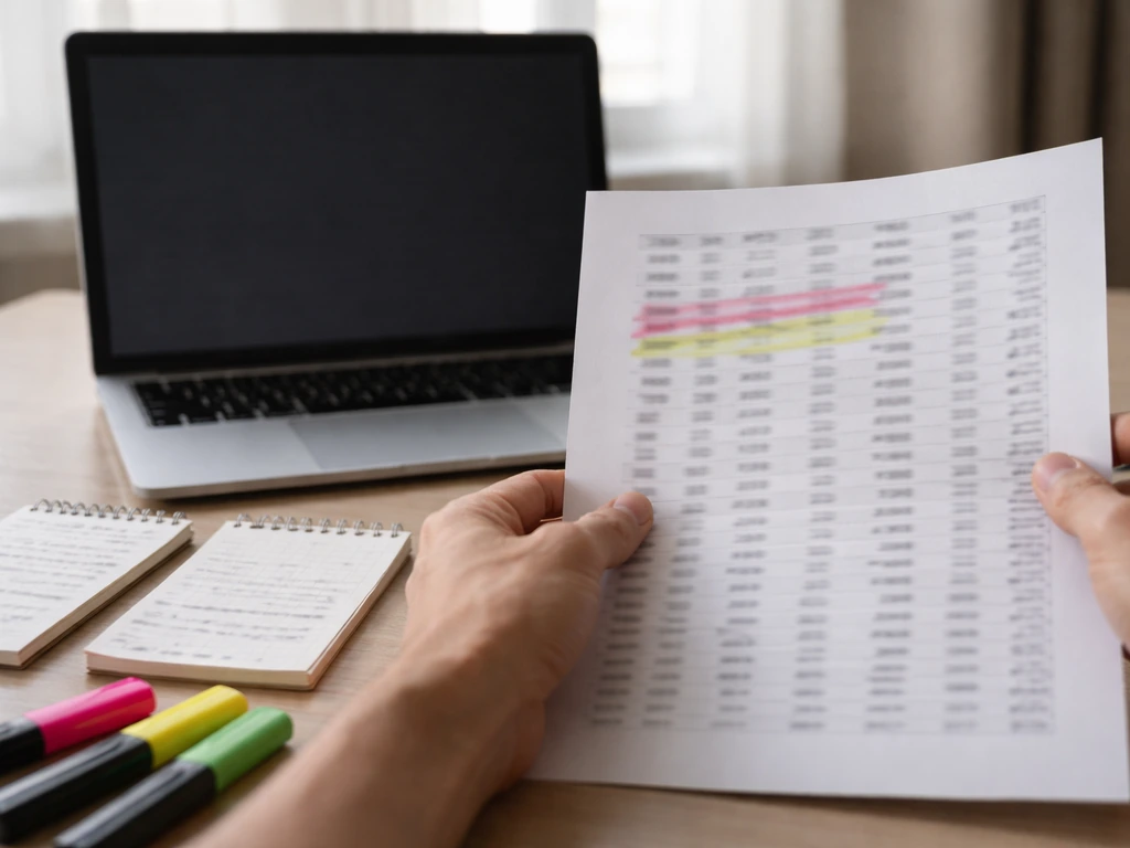 Hands review two blurred estimate pages on a desk with highlighters, suggesting differing financial figures.