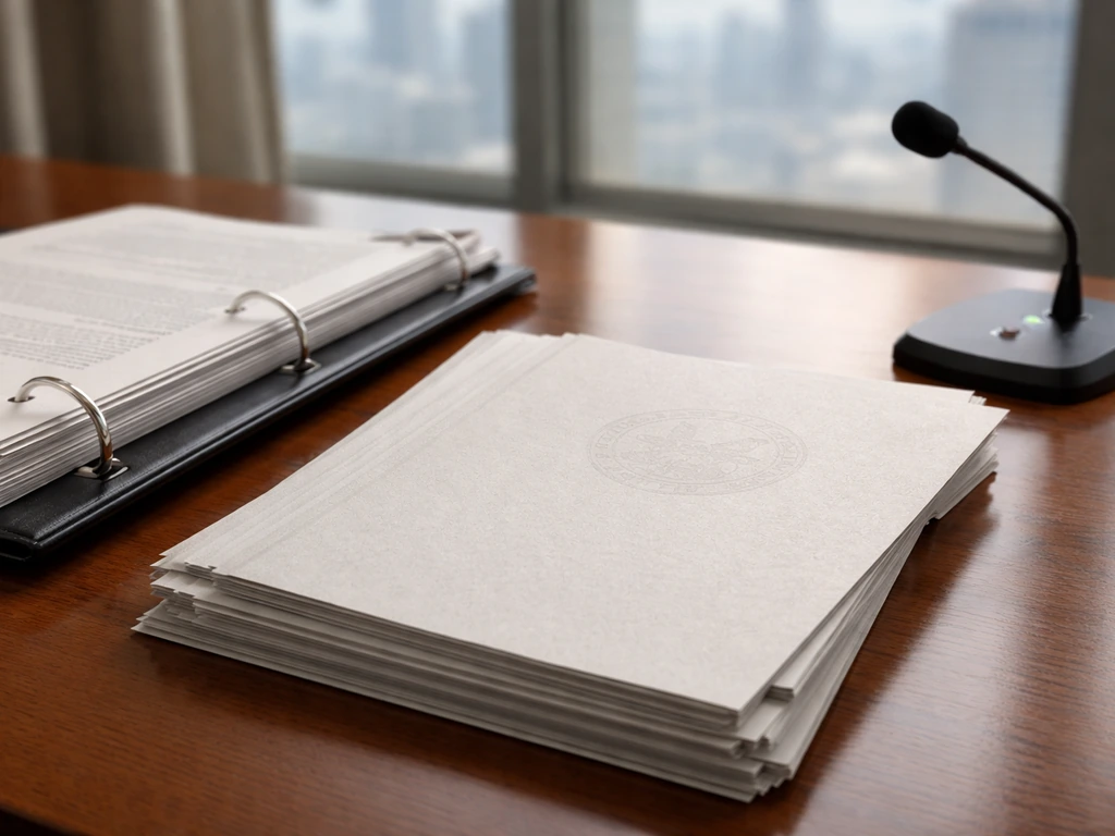 Close-up of SEC filing documents and an open law-style binder on a desk, suggesting verification sources.