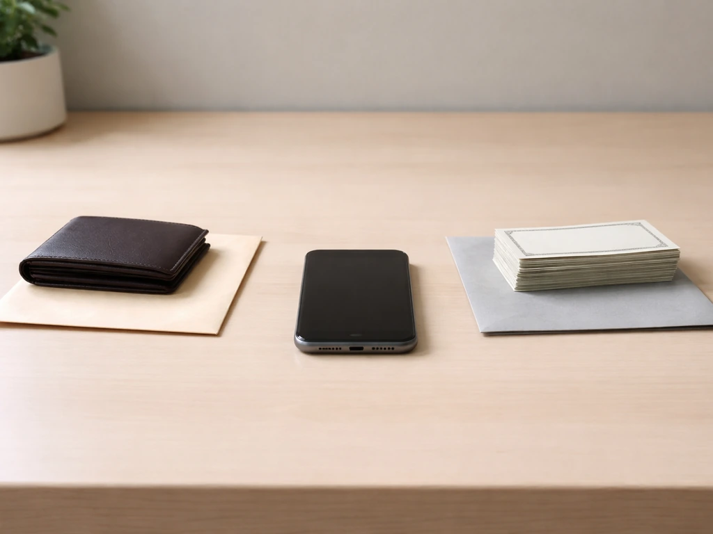 Split-style photo of a desk with two different financial-looking envelopes and a smartphone showing no text