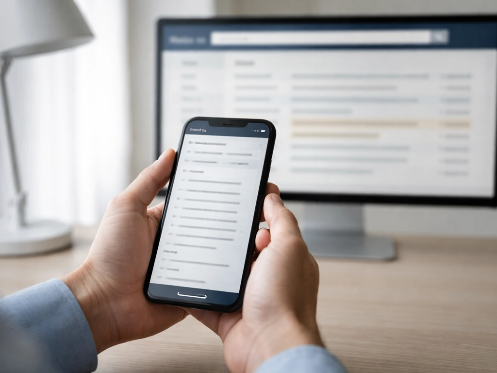 Hand holding a smartphone showing a blurred SEC-style search page and proxy filing listings