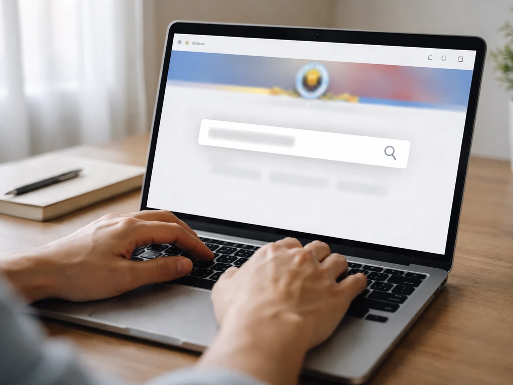 Person using a laptop to search an official Philippine government portal for SALN verification guidance