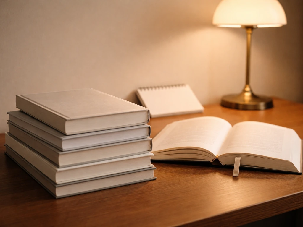 Stack of books with a reading setup, suggesting book royalties as a main income source