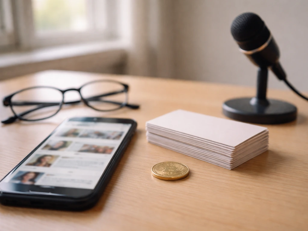 Desk scene with blurred business/media items and money symbolism, suggesting multiple Mark Slater identities