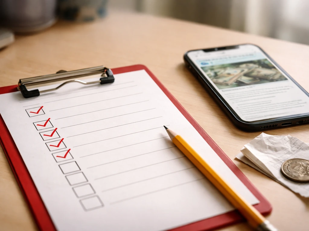 Clipboard checklist and money-themed items on a desk, suggesting red flags for inflated net worth claims.
