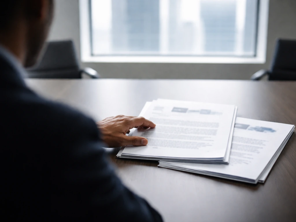 Minimal boardroom scene with term-sheet papers and a dramatic funding moment feel
