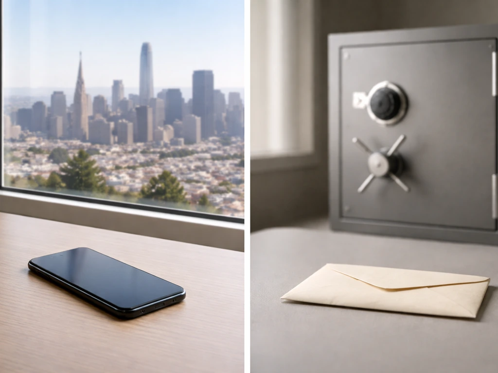 Minimal side-by-side photo collage symbolizing public wealth signals and private assets with no text