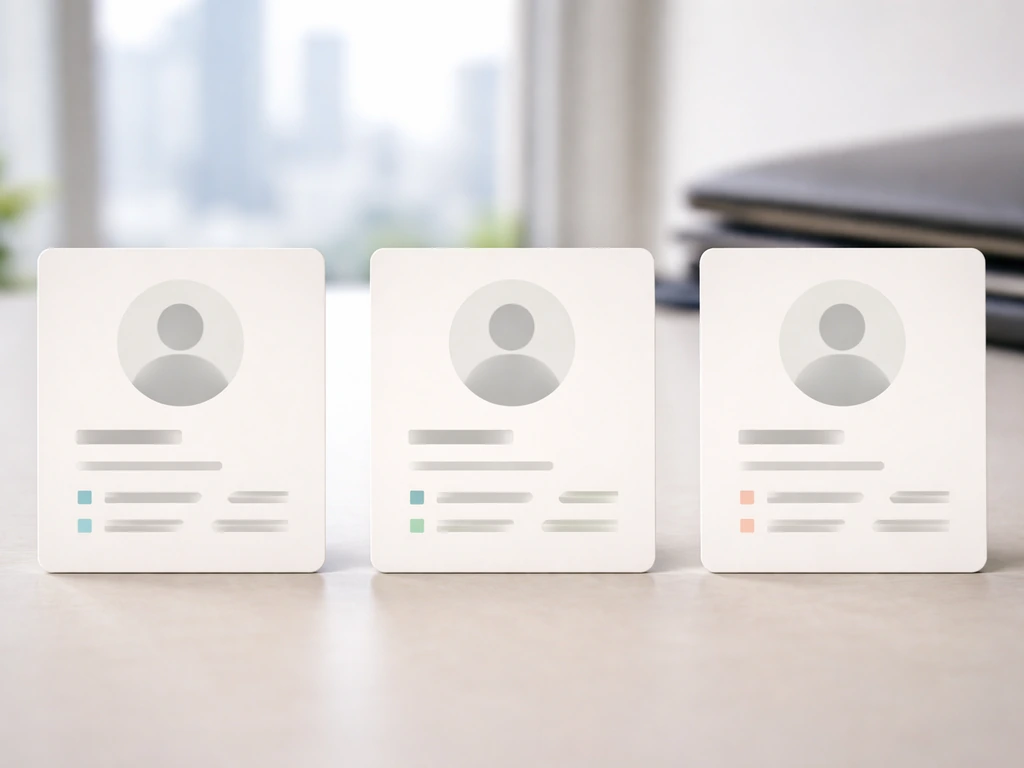 Collage-style scene showing three generic profile cards placeholders side by side, symbolizing ambiguous identities