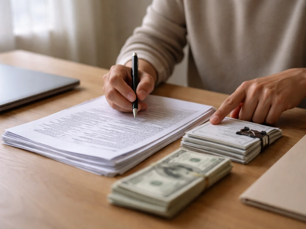 Hands reviewing finance documents on a desk to verify figures and avoid net worth mistakes.
