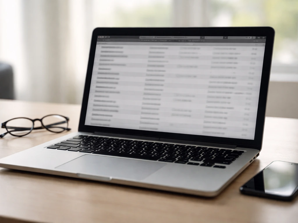 Close-up of a laptop showing a generic media credits list layout for manual figure verification