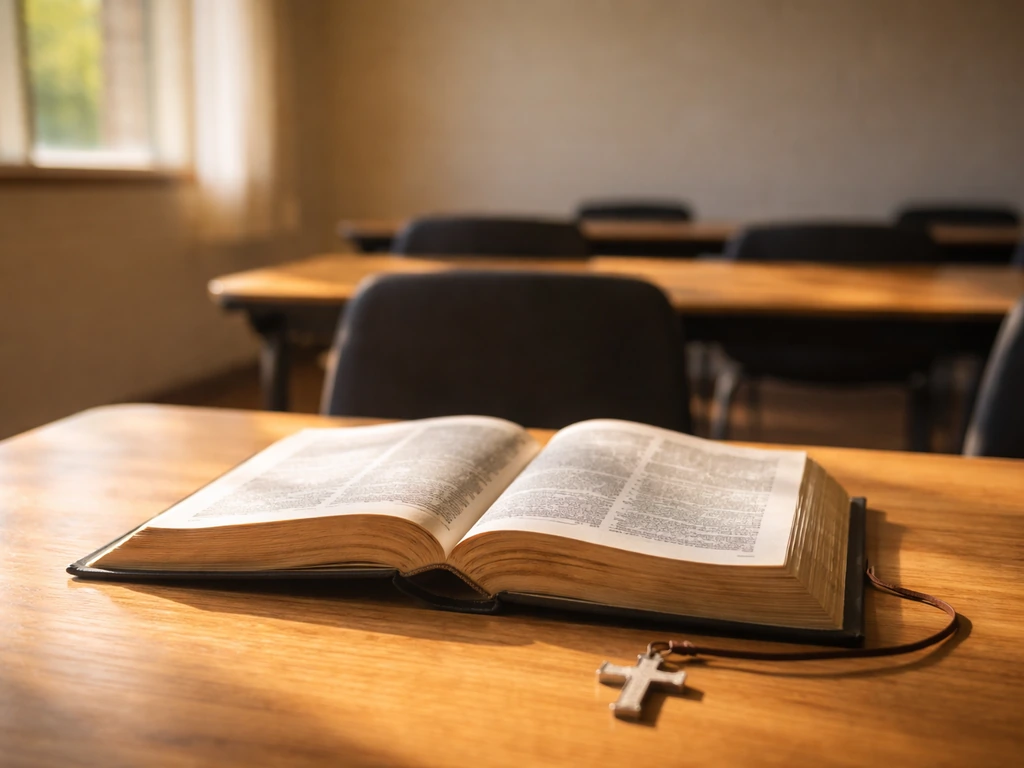 Simple youth ministry-themed scene with an open Bible and warm light, symbolizing a relationship timeline.