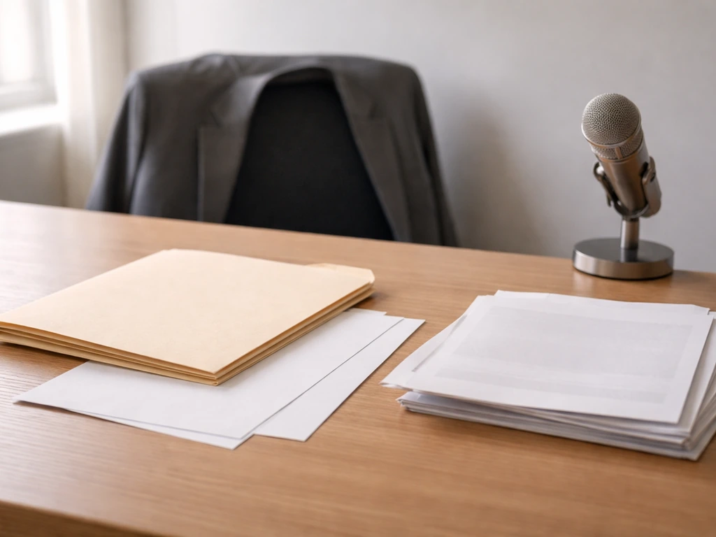 Minimal desk scene with a folder and documents suggesting executive compensation and equity disclosures