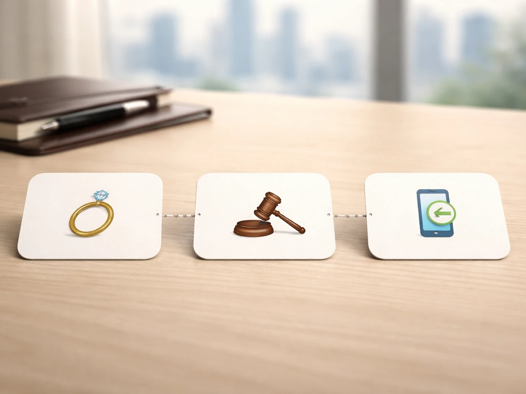 Milestone cards with simple icons arranged as a timeline on a light wooden desk, no text.