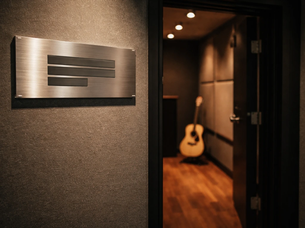 Señal de estudio musical con luces y ambiente de industria para ilustrar un acuerdo discográfico UMG