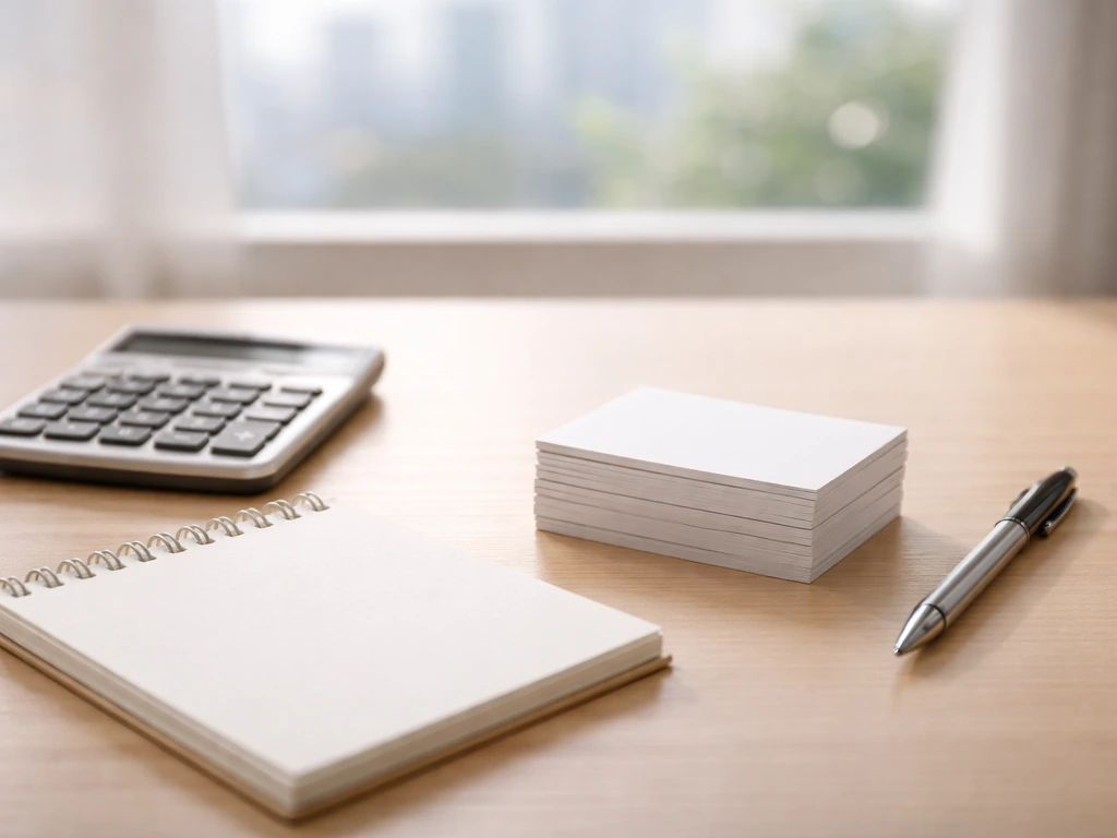 Minimal desk scene with notepad, calculator, and pen symbolizing NBA contracts and shifting annual income.