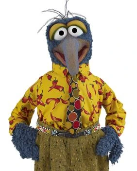 Gonzo the Great, the blue-nosed Muppet character from The Muppet Show, standing against a white background.