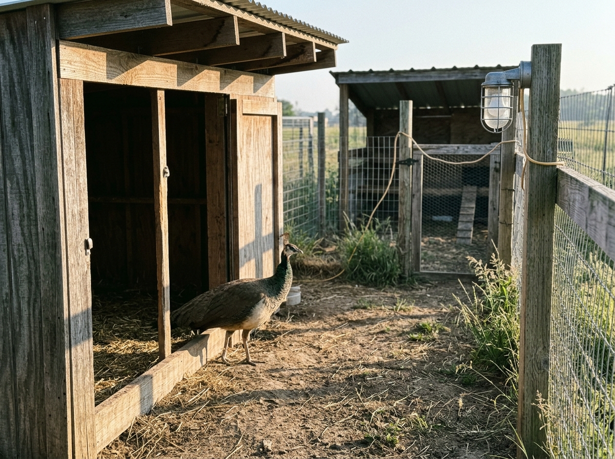Juvenile peahen next to an adult peahen to show maturity affects laying.