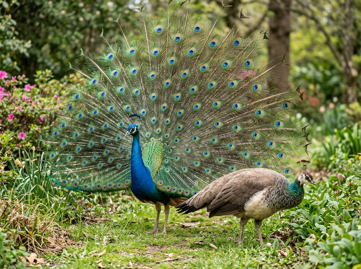 Illustration of the short answer: a peacock is a bird, not a mammal