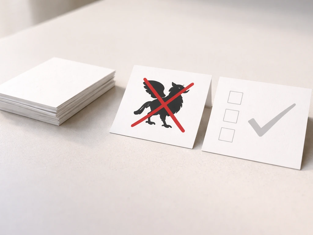 Minimal checklist-style scene with crossed-out griffin silhouette to show it doesn’t qualify as a bird
