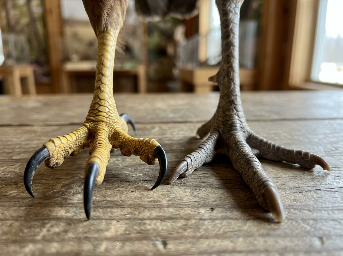 Peafowl foraging on the ground with insects and fallen seeds