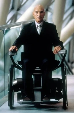 Patrick Stewart as Professor X in a wheelchair