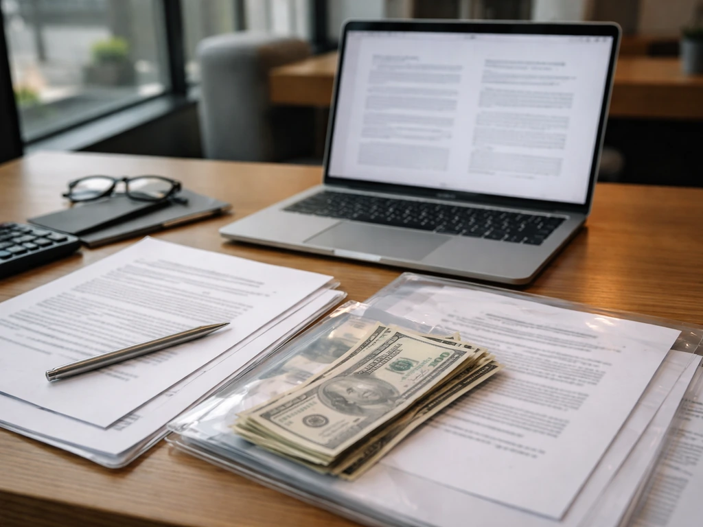 Desk scene with a laptop and unlabeled financial documents, symbolizing asset-valuation disclosures.