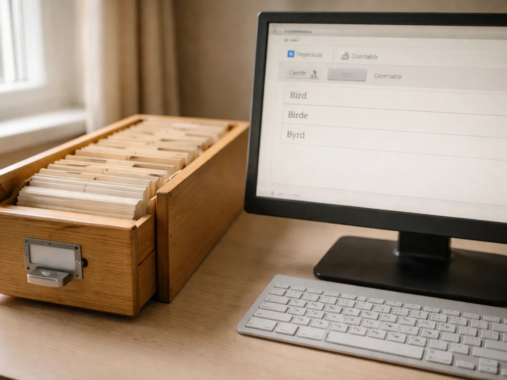 Open library drawer beside a terminal showing generic catalog filters for living vs historical poets and variants.