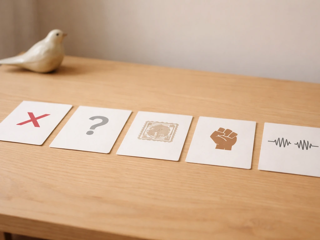 Five symbol-marked cards on a desk contrast different meanings of “worst” for bird names.