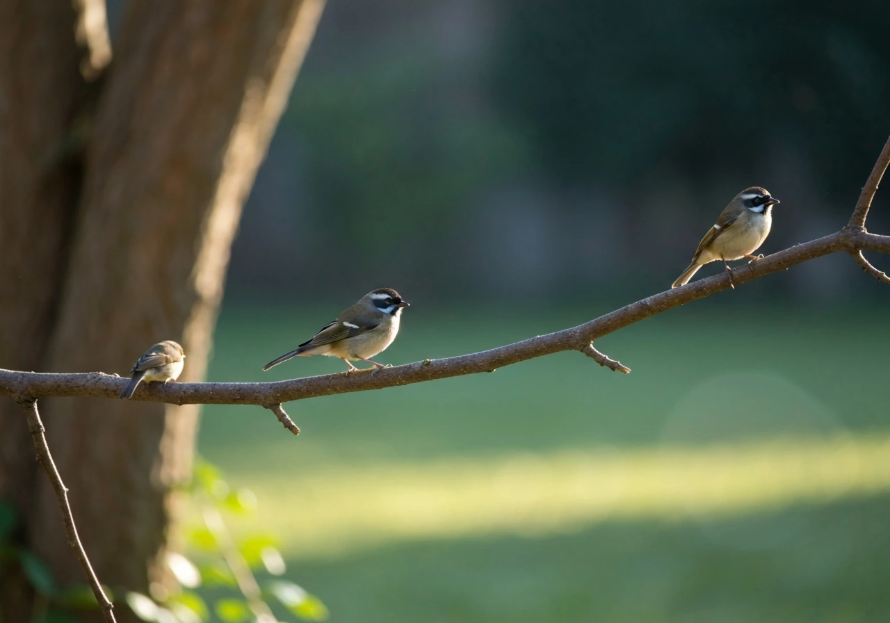 Minimal photo showing two small birds and a blurred natural background to contrast everyday “bird” vs “fowl/avian” meani