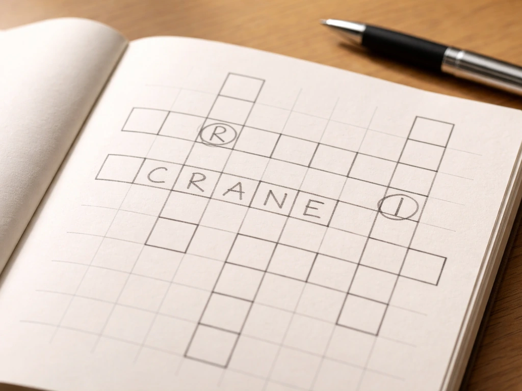Close-up of a crossword grid with handwritten C R A N E and a few crossing letters confirmed.