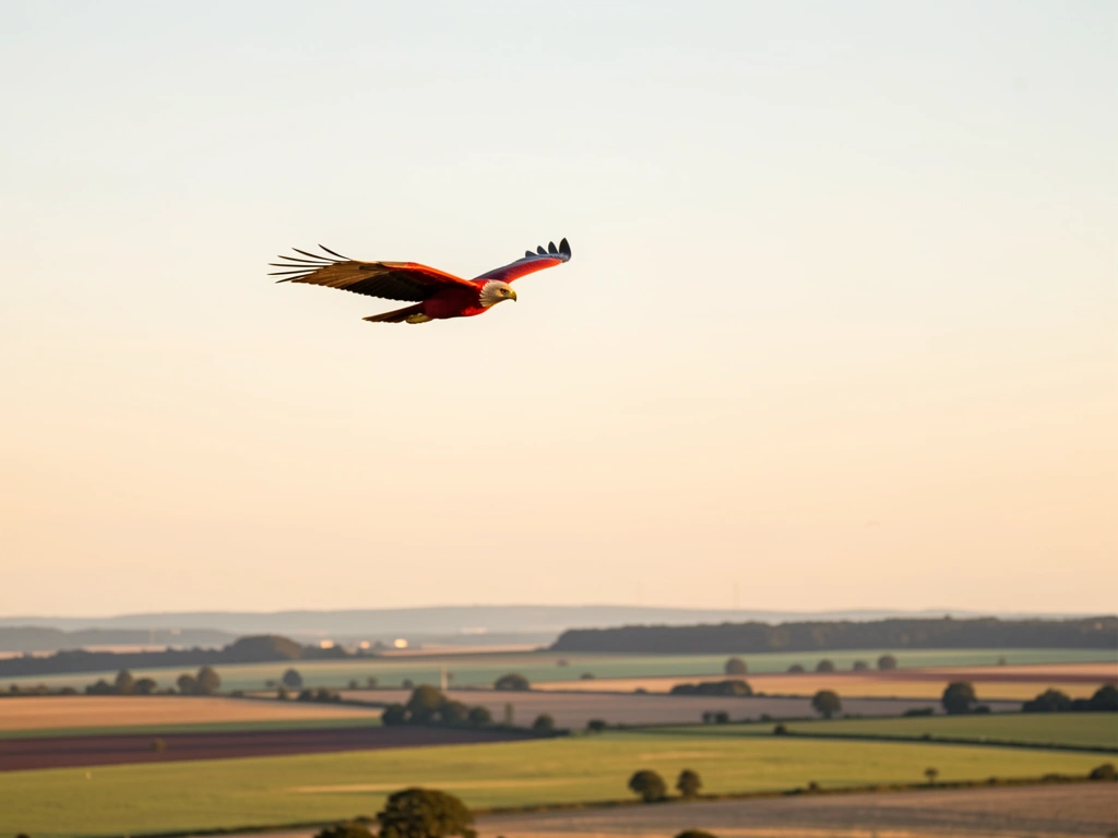 Kite-rooted names visualized with a red kite in silhouette over a countryside horizon from a safe distance.