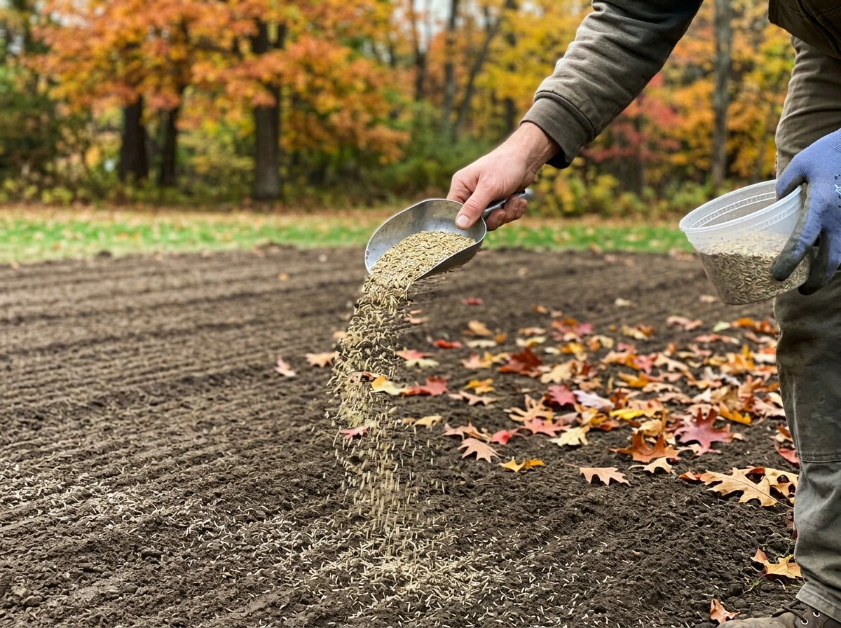 Seeding a lawn in late summer/early fall with a prepared rake bed