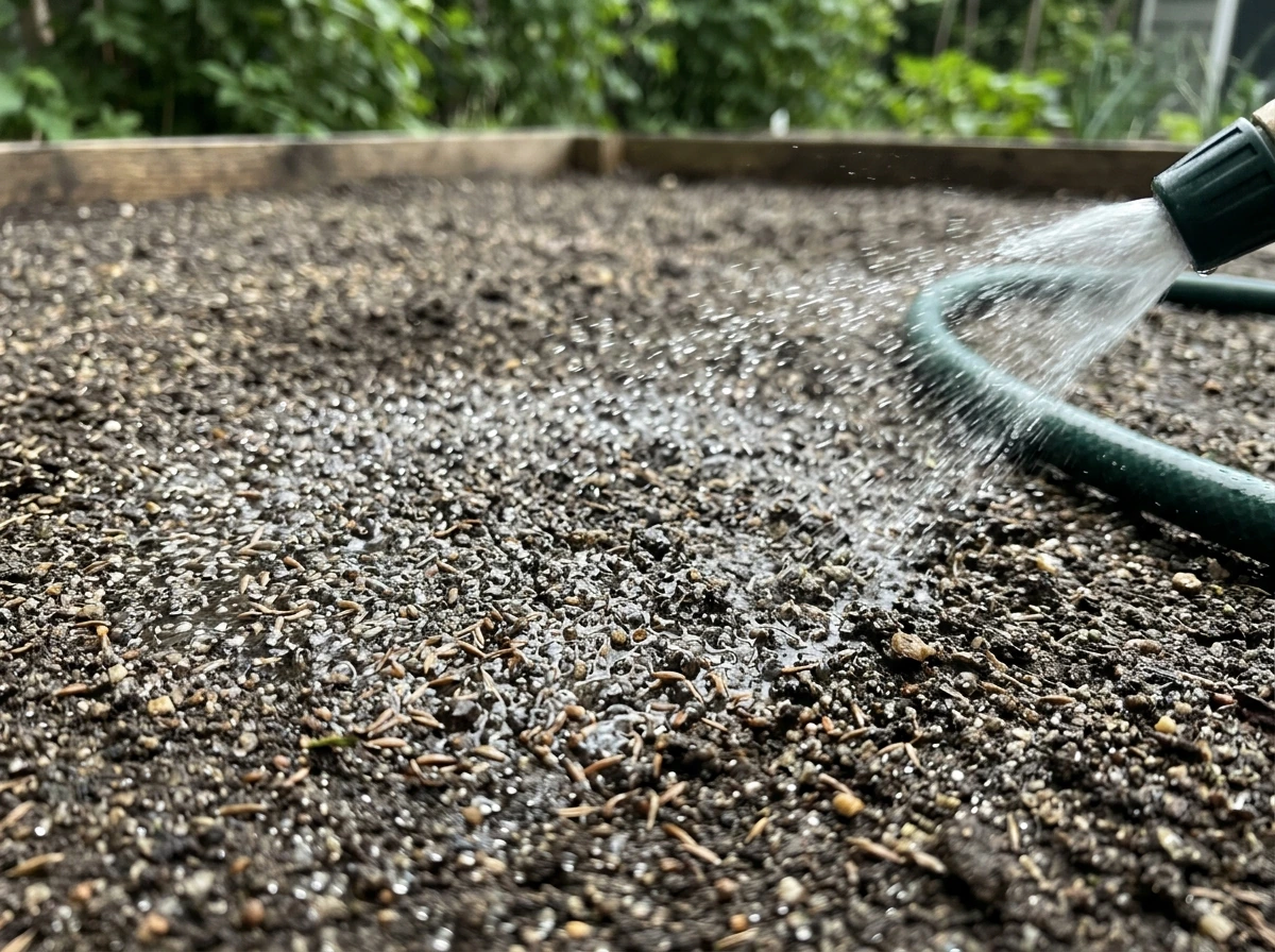 Even, consistent watering of a newly seeded lawn seedbed