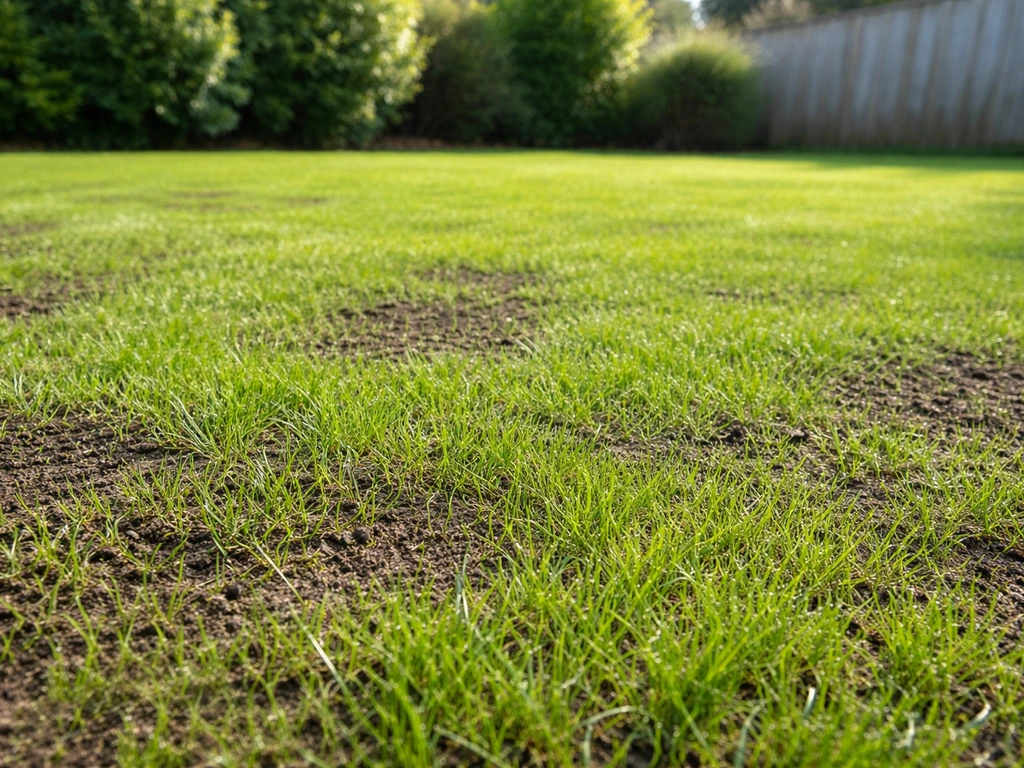 Newly established NZ lawn with bright green patches and thicker grass forming.