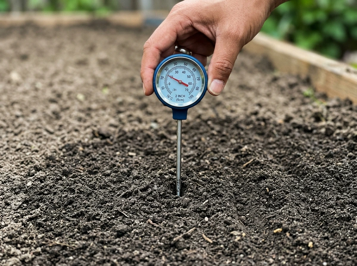 Soil thermometer check 2 inches below surface for grass seeding