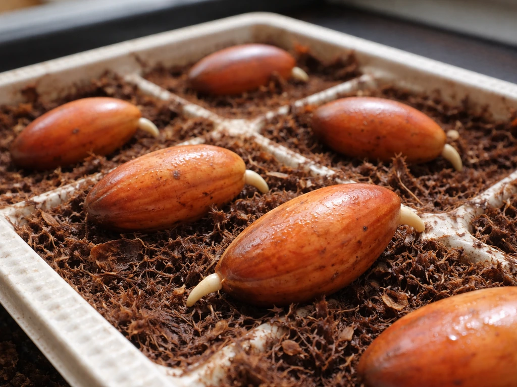 Close-up of cycad seeds resting on a heat mat with a simple, gentle germination setup
