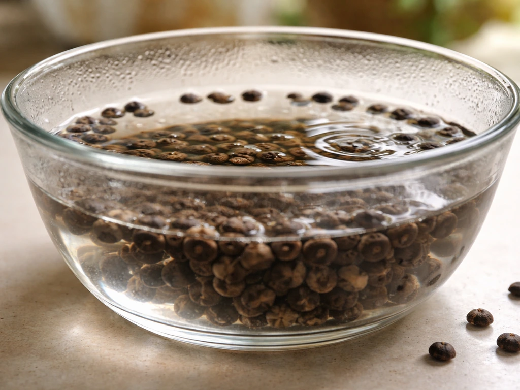Lantana seeds soaking in warm water in a clear bowl, ready for sowing.