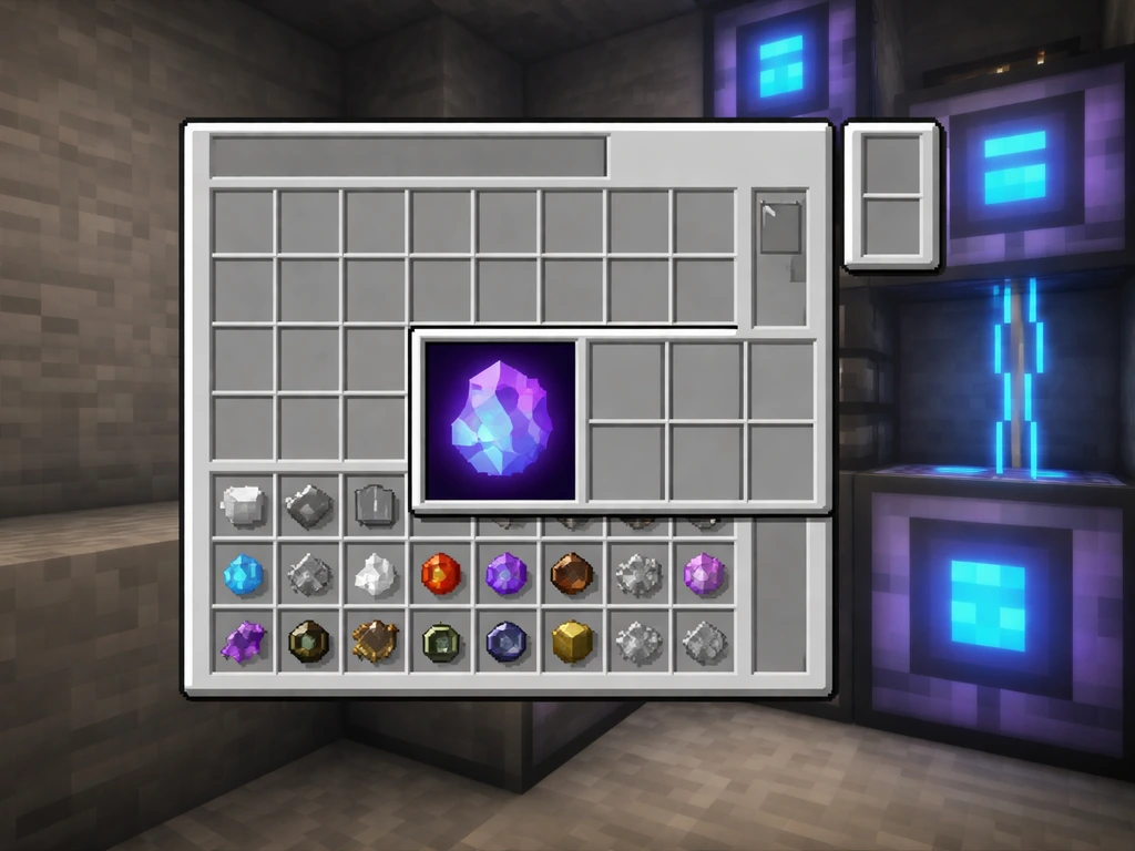 Minecraft AE2 view showing a craftable Fluix seed item and its recipe context in-game