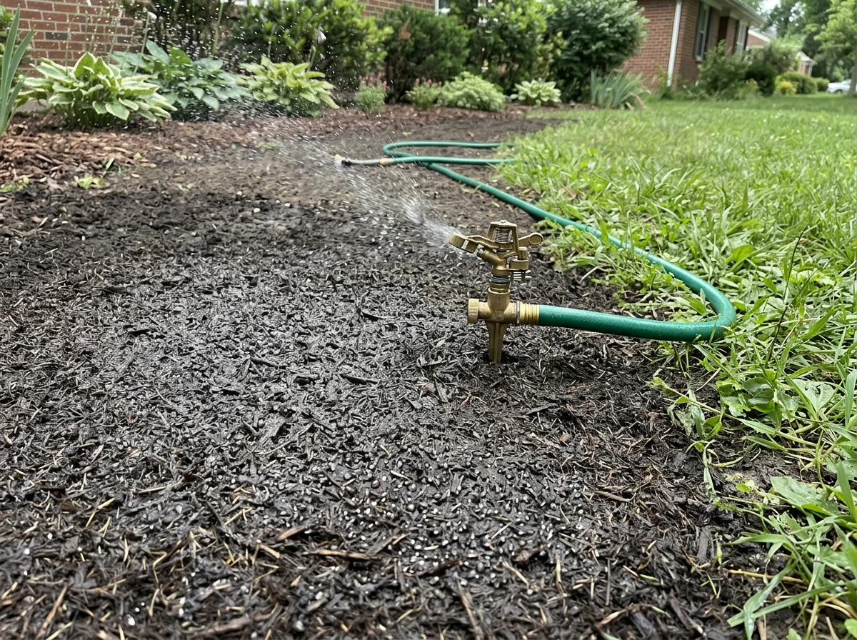 Sprinkler watering creates damp seedbed during germination weeks