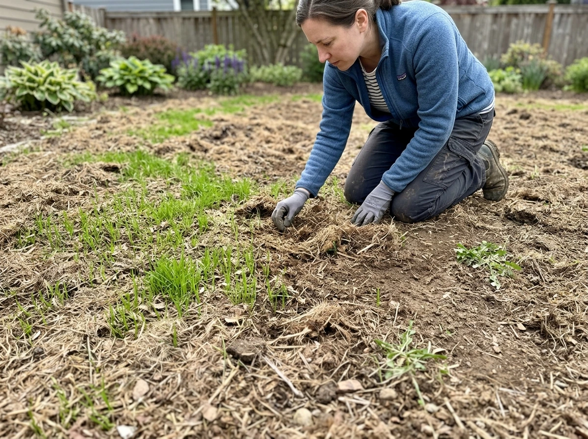 Patchy hydroseed area with visible bare spots