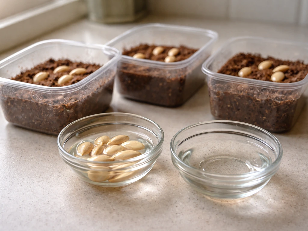 Clean pomelo seeds in moist medium with a pre-soak water container in clear plastic containers.