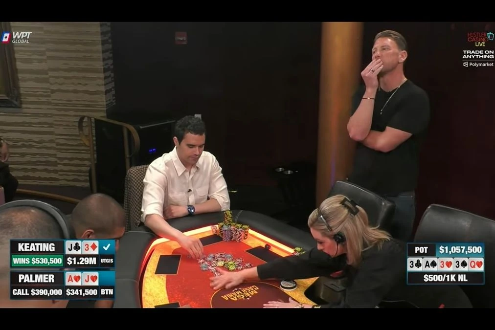 Alan Keating at a poker table during a Hustler Casino Live cash game