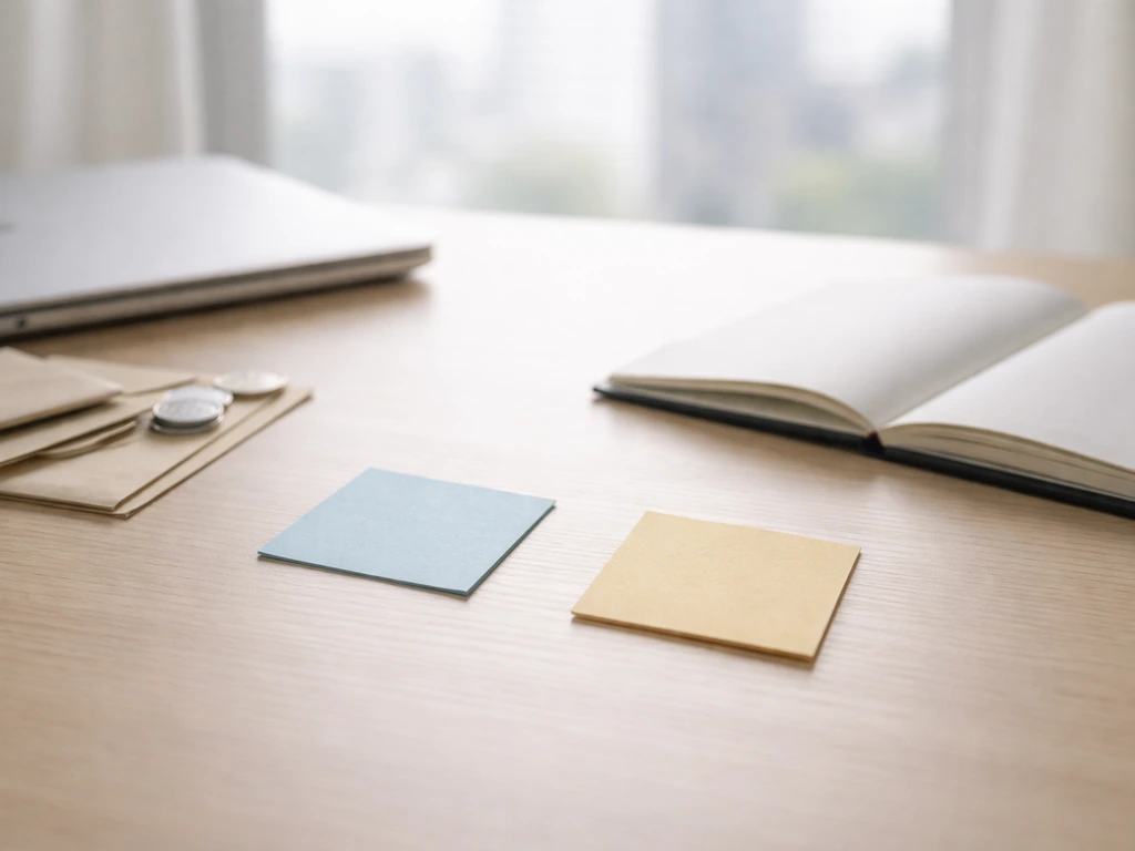 Minimal office desk scene symbolizing a money estimate range, with a highlighted latest-value feel