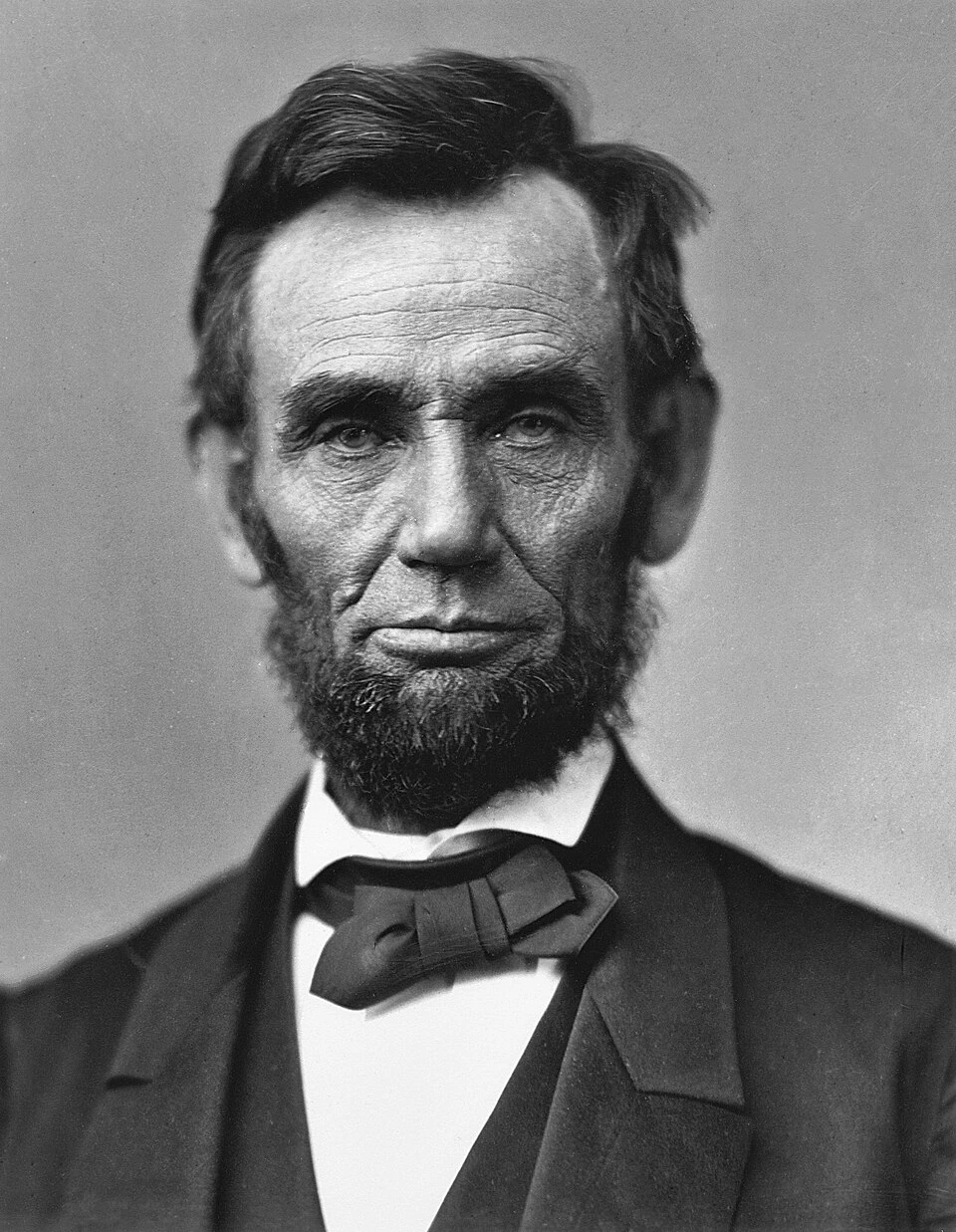 Black-and-white portrait photograph of Abraham Lincoln