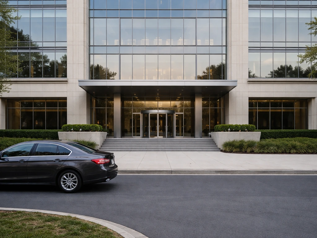 Modern glass headquarters exterior at eye level with no people, representing Chesapeake Energy’s presence.